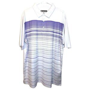 Pebble Beach 2X dry-luxe performance golf shirt purple white stripe